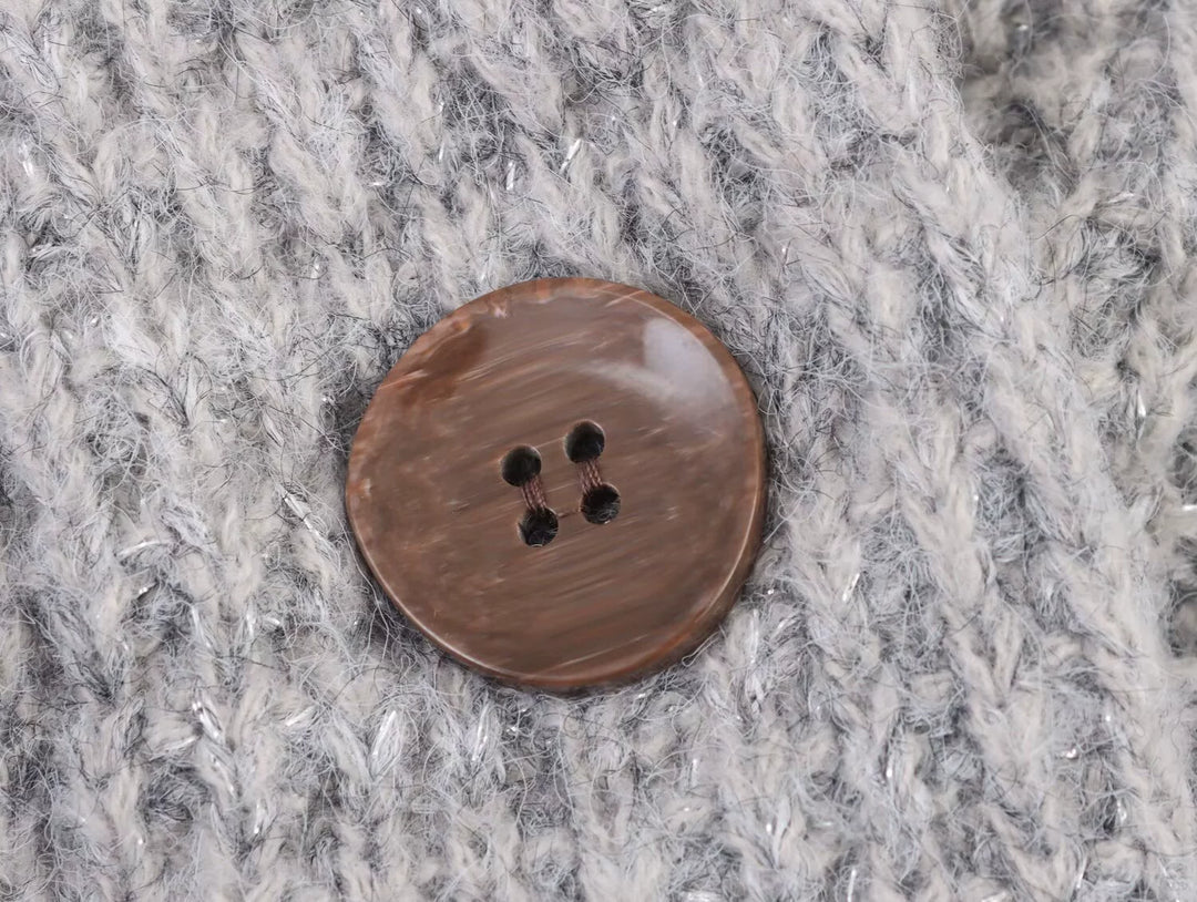 Doppelt geknöpfter, lockerer Strickcardigan-Mantel 