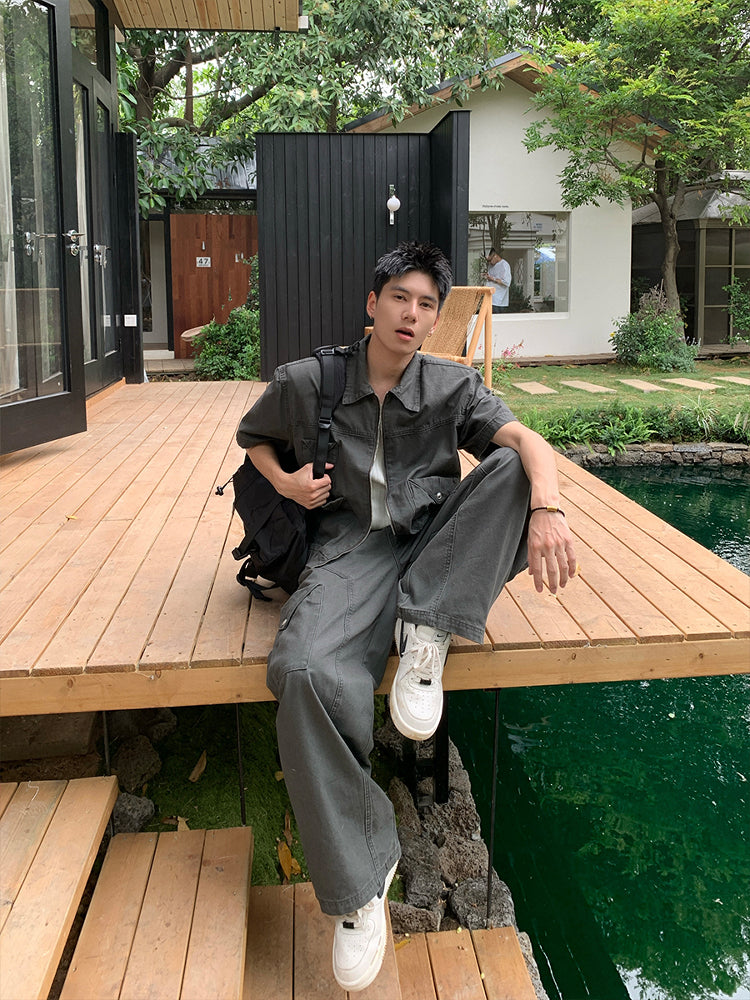 Cargo Shirt and Loose Pants Set