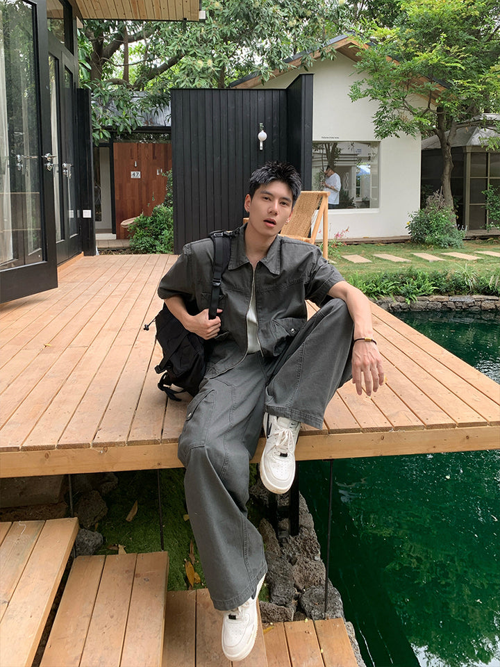 Cargo Shirt and Loose Pants Set