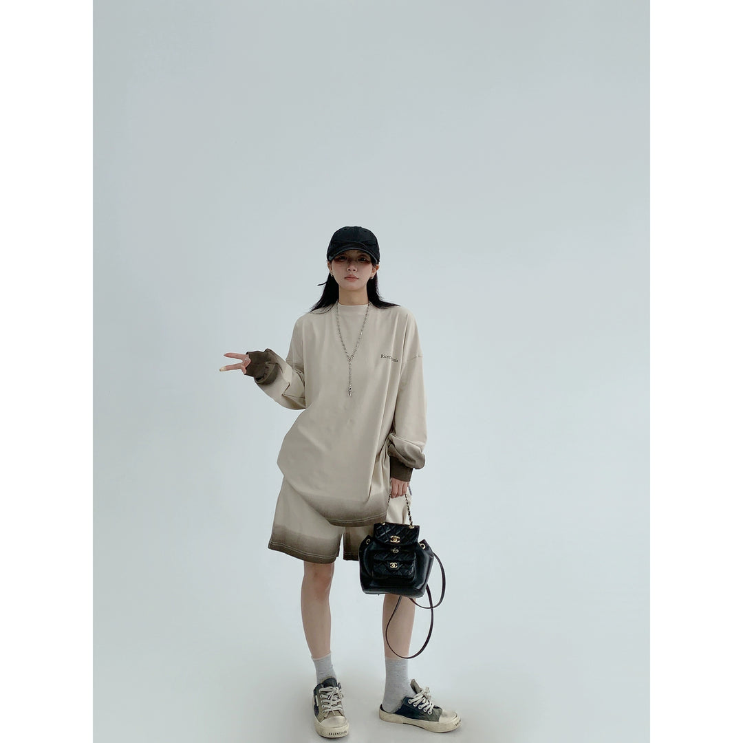 Gradient Long Sleeve Top and Shorts Set