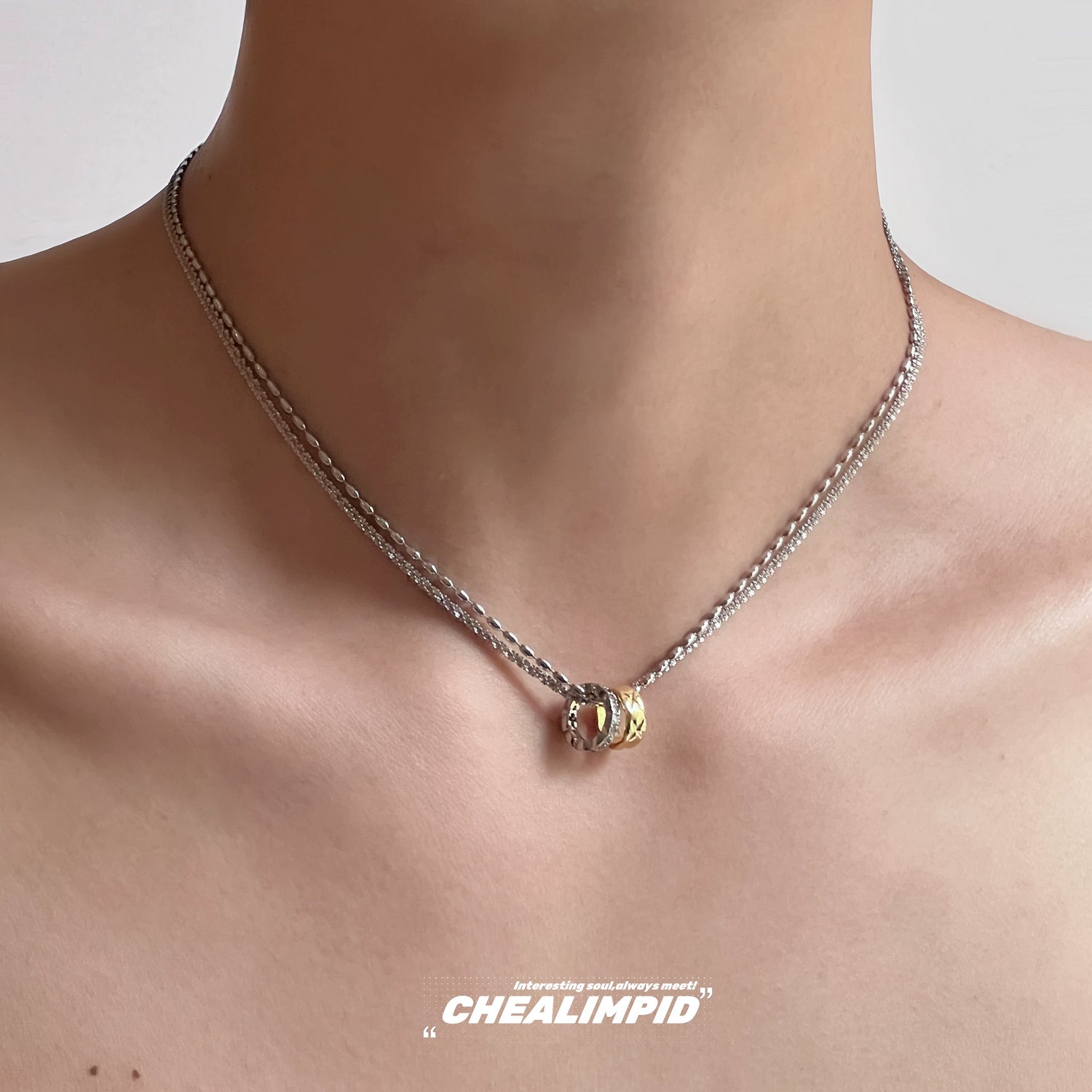 Yığılmış Titanyum Çelik Yüzük Kolye 