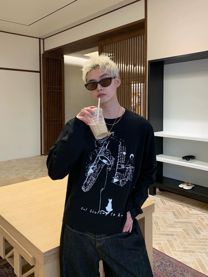 Portrait Print Pullover