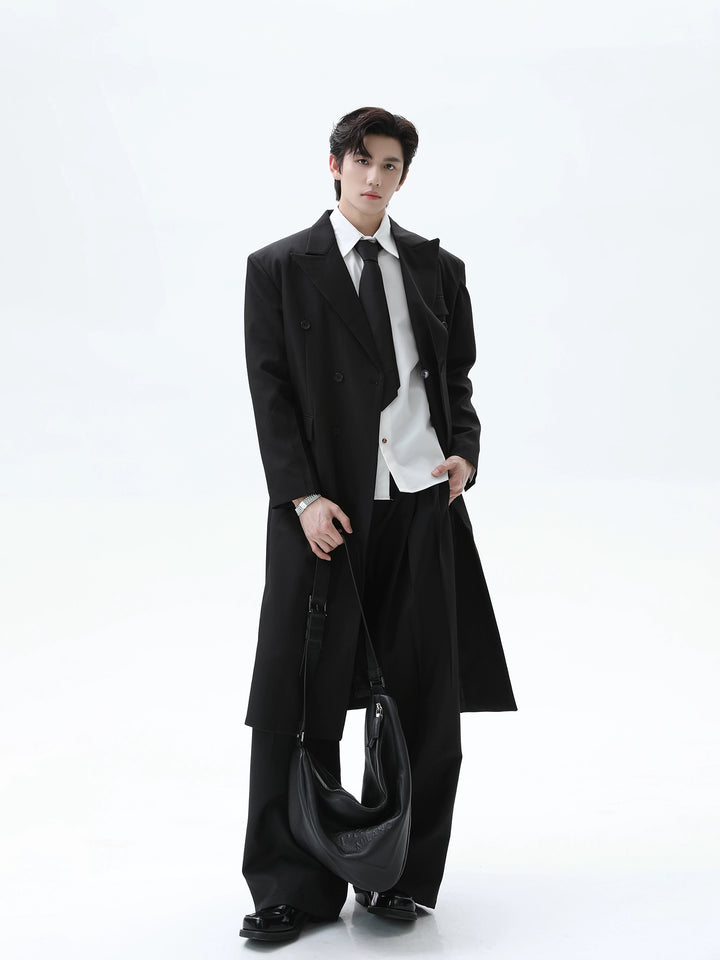 Double-Breasted Long Trench Coat