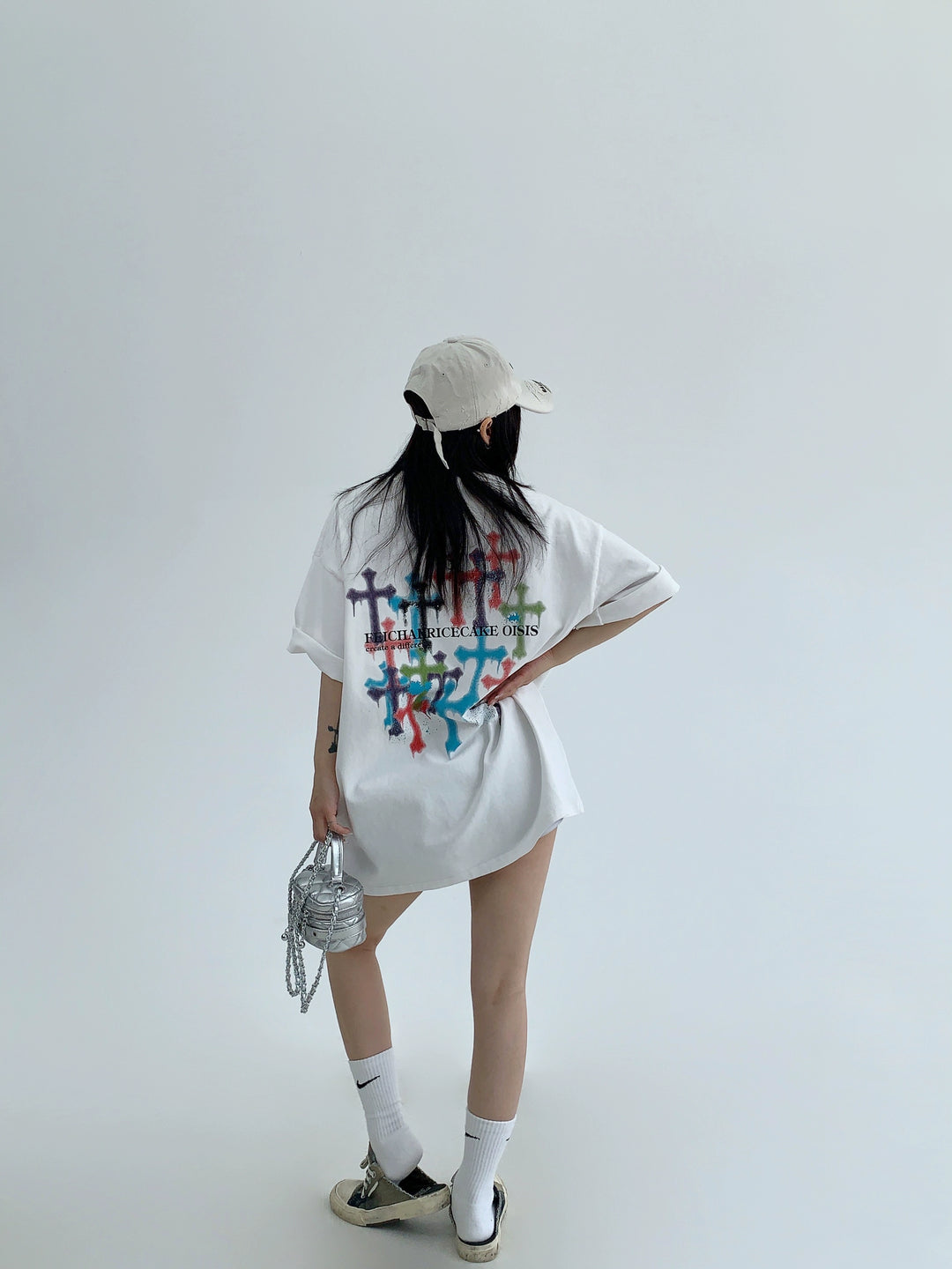 T-shirt ample en coton avec impression graffiti 