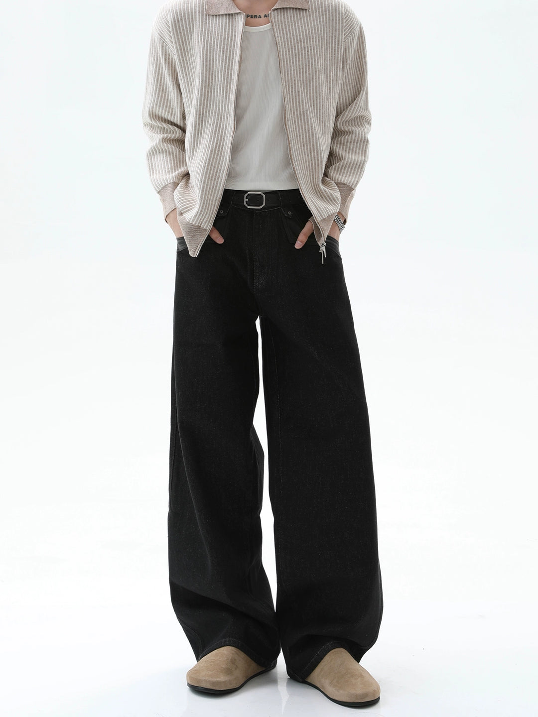 Weite Beinform Retro gewaschene lockere Jeanshosen 