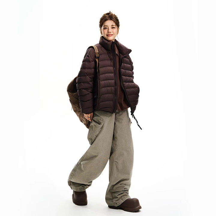 Nedtonade tvättade vida arbetsbyxor 