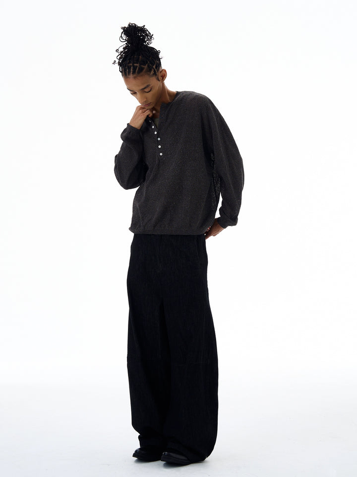 Henry Collar Hollow Knit Pullover Svetr 