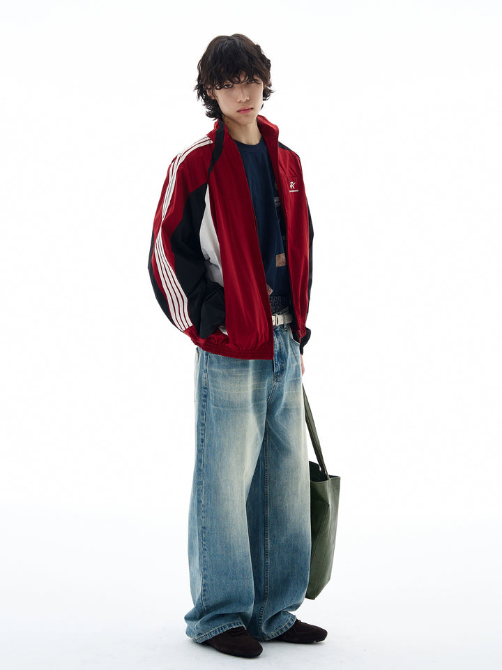 Retro Vaskede Bred Ben Jeans Bukser 