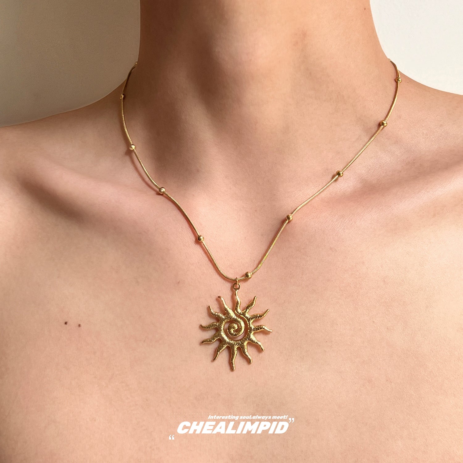 Sun God Pendant Necklace Clavicle Chain