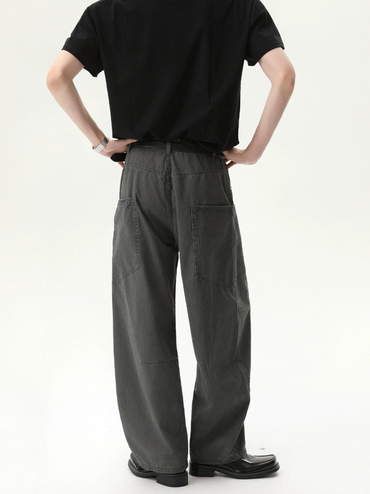 Washed Distressed Wide-Leg Pants