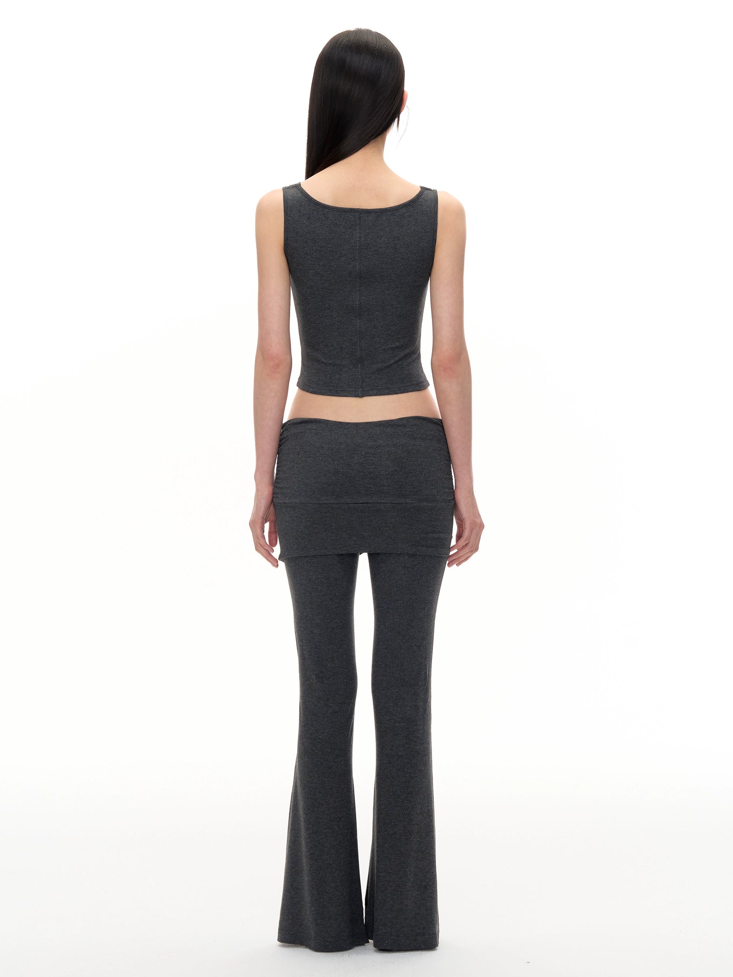 طقم بلوزة بدون أكمام وسروال واسع 