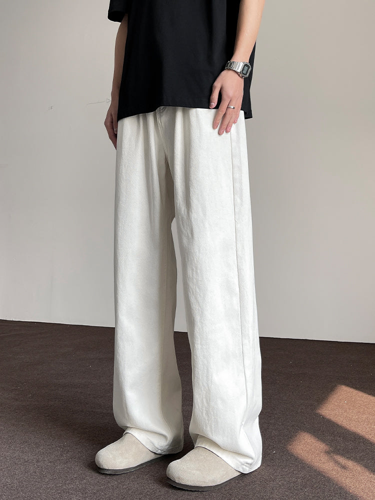 White Relaxed Fit Straight Trousers