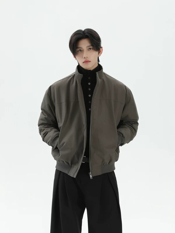 스탠드 칼라 다운 조종사 재킷 