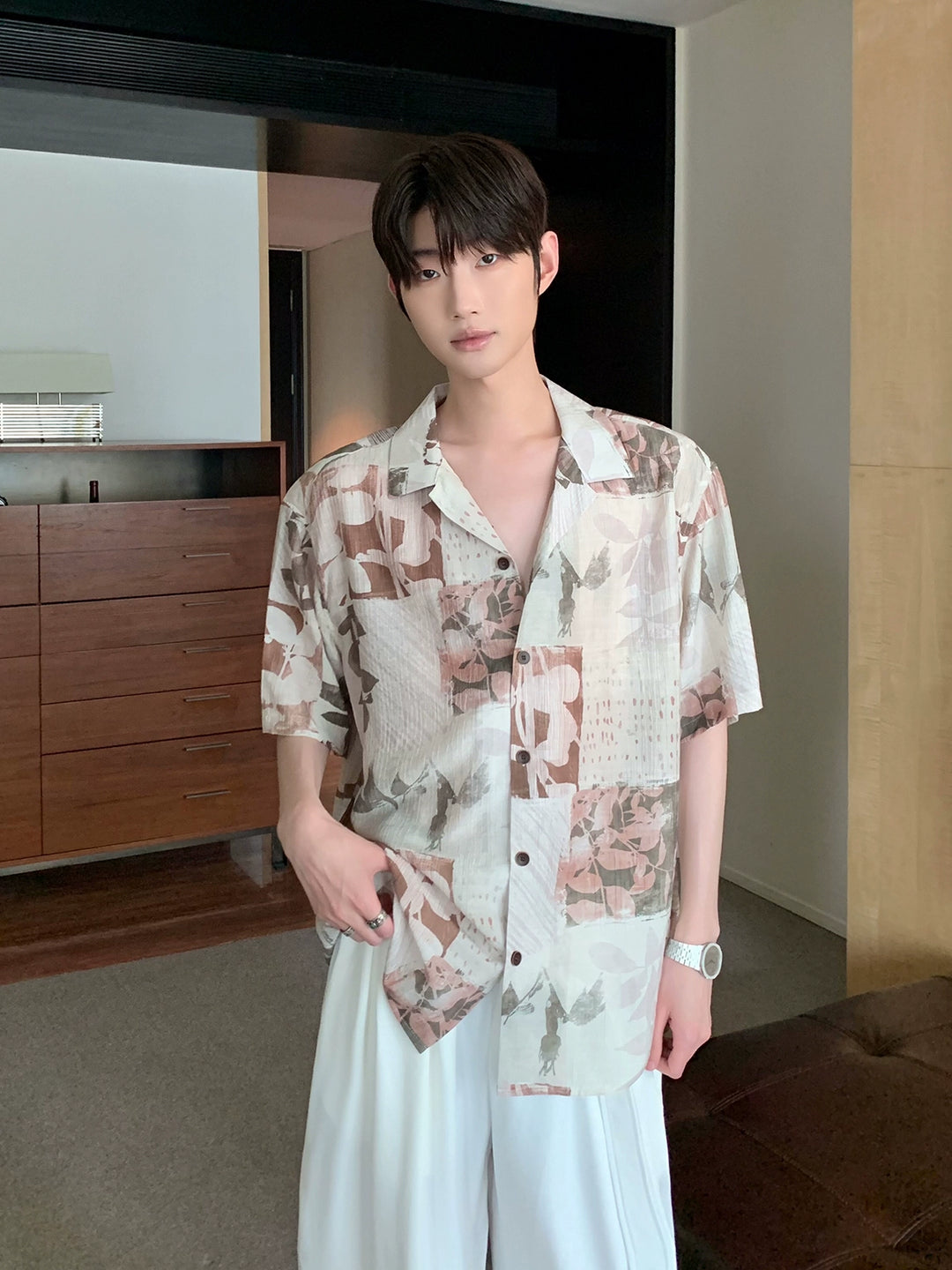 Loose Short Sleeve Floral Shirt