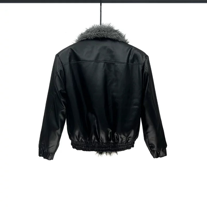 Reversible Faux Fur Lapel Insulated Jacket