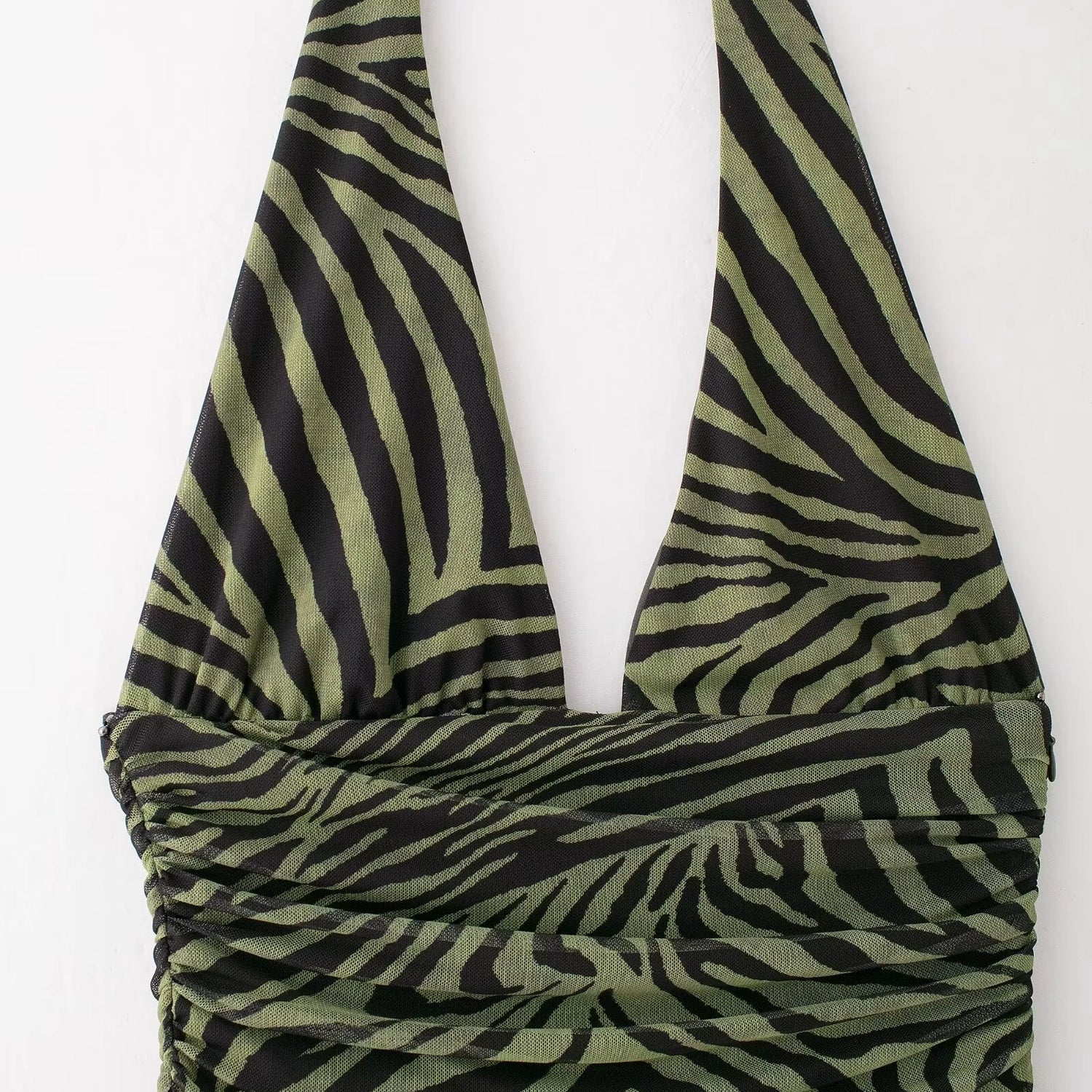 Slim Fit Printed Tulle Halter Dress