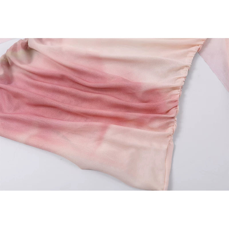 Mesh Long Sleeve Top and Skirt