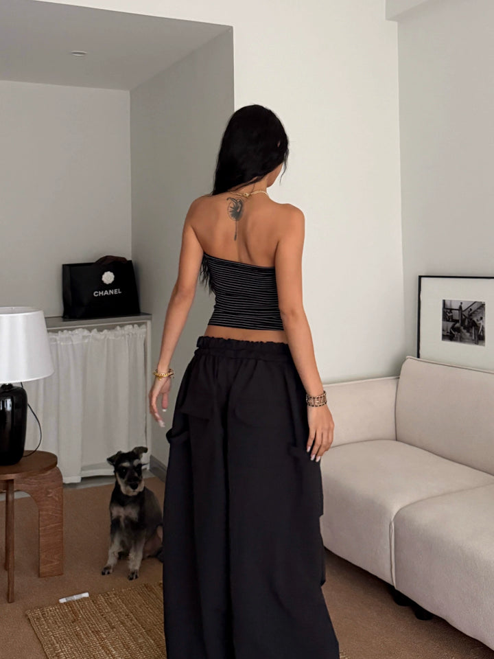 Top de tubo halter ajustado a rayas 