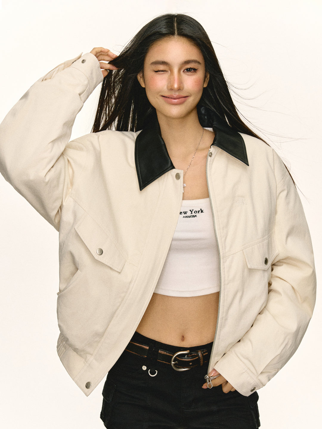 Lapel Quilted Cotton Jacket