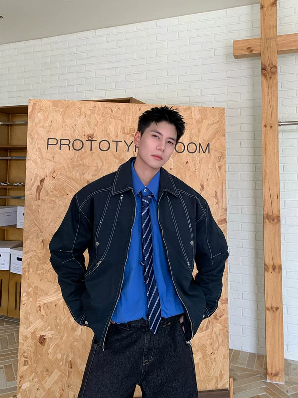 Windproof Zip-Up Bomber Jacket