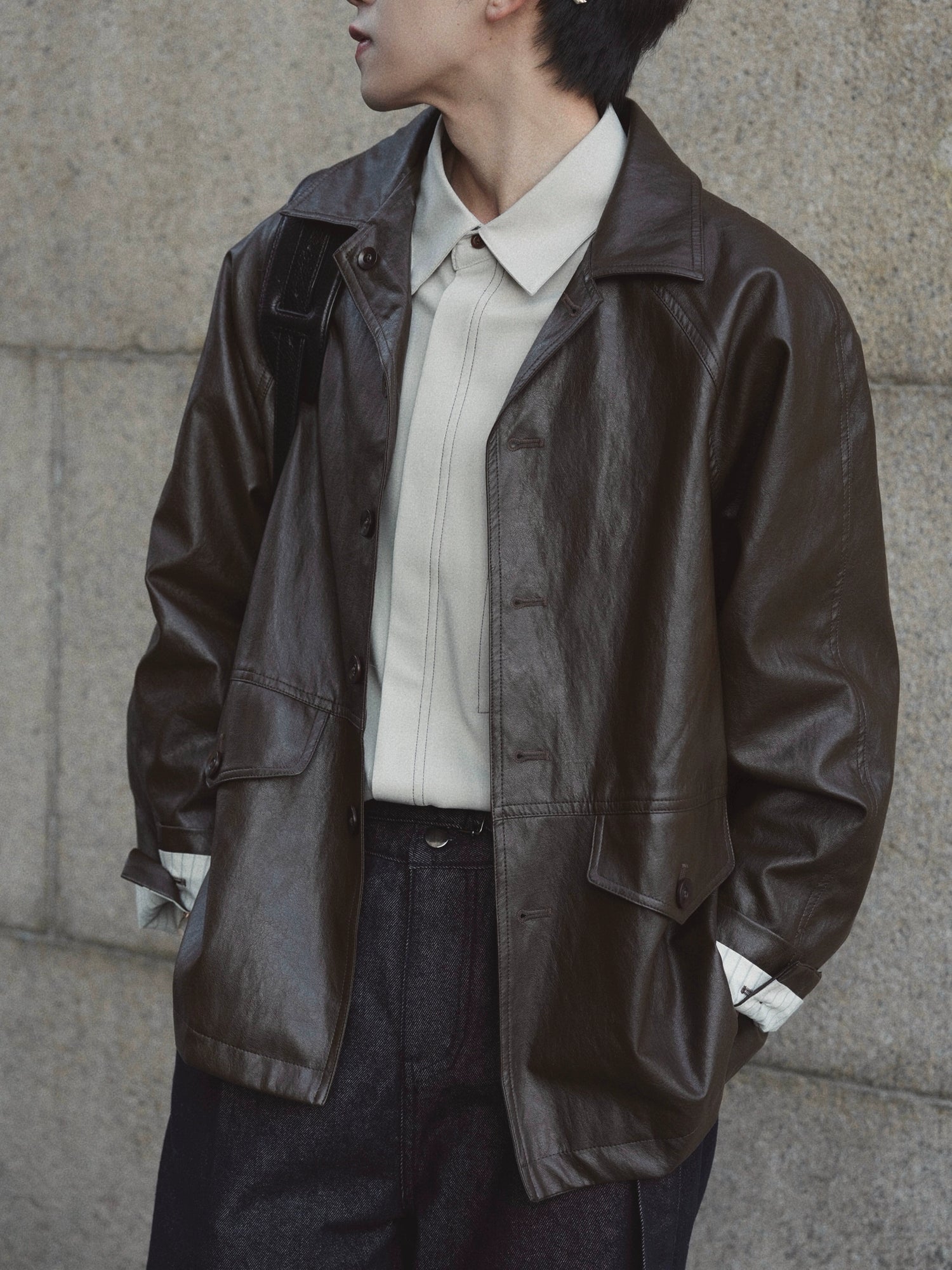 Lapel Leather Casual Jacket