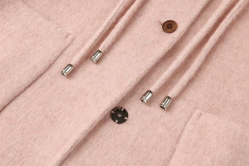 Loose Fit Mid-Length Hooded Wool Coat