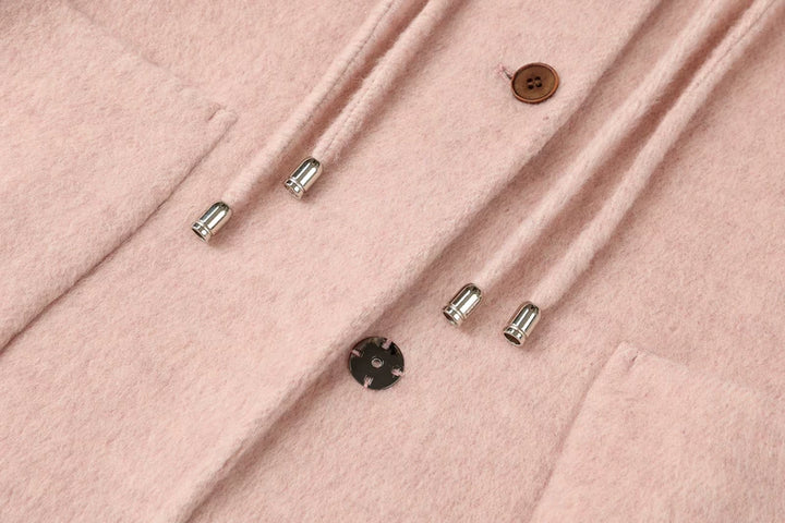 Loose Fit Mid-Length Hooded Wool Coat
