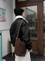 One-Shoulder Crossbody Bucket Bag