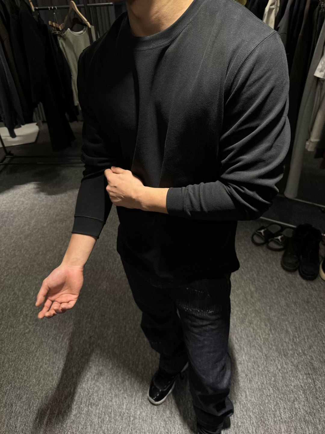 Termisk langærmet stræk pullover top 