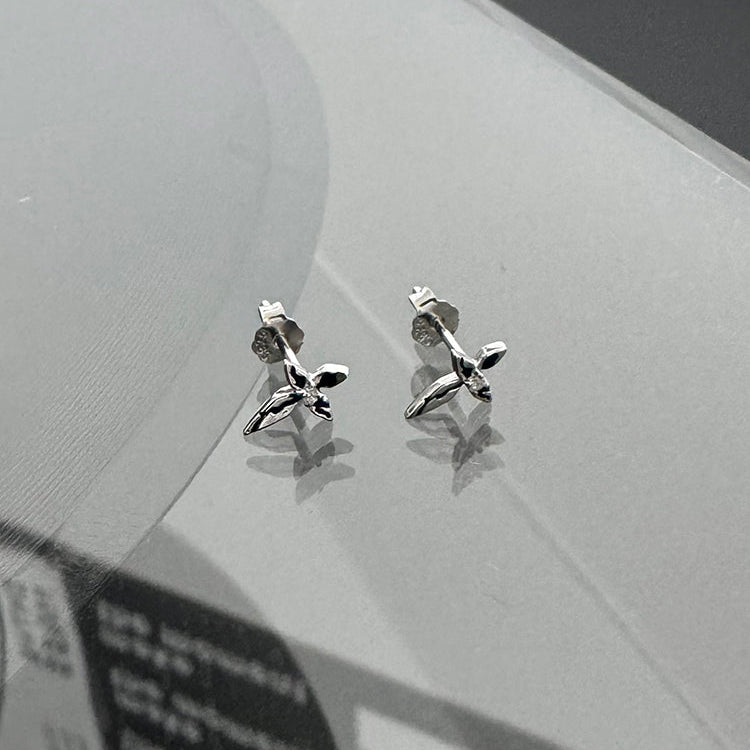 S925 Silver Four Leaf Clover Stud Earrings