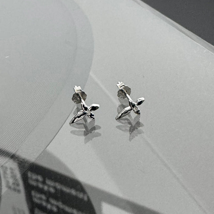 S925 Silver Four Leaf Clover Stud Earrings