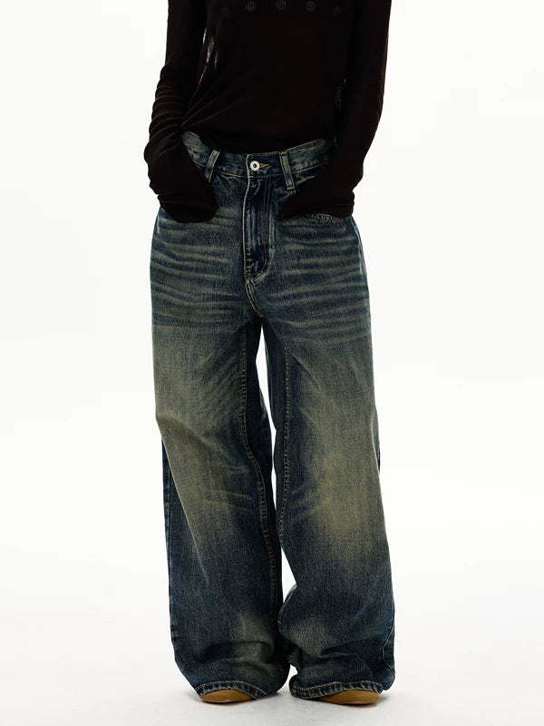 레트로 루즈 와이드 레그 청바지 