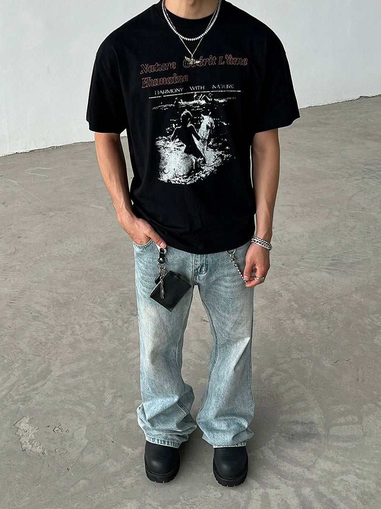 Camiseta Impressa Slim Fit com Slogan 