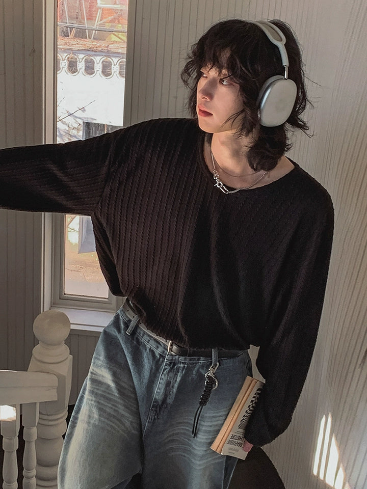 Long Sleeve Ribbed Knit Pullover Top