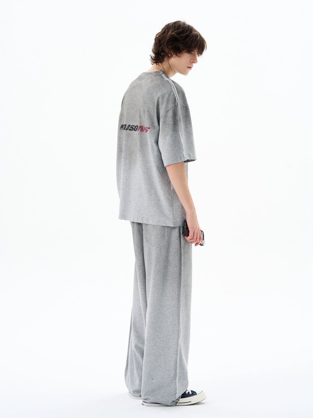Ensemble de T-shirt et Pantalon à Coupe Décontractée Rétro Effet Usé 