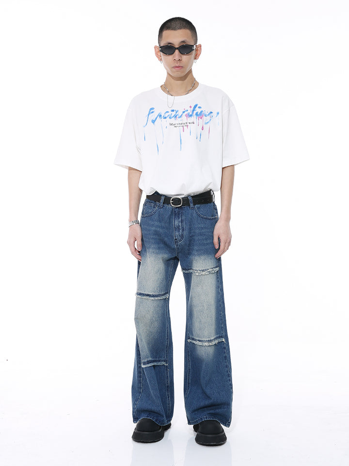 루즈 스트레이트 레그 미드 라이즈 청바지 