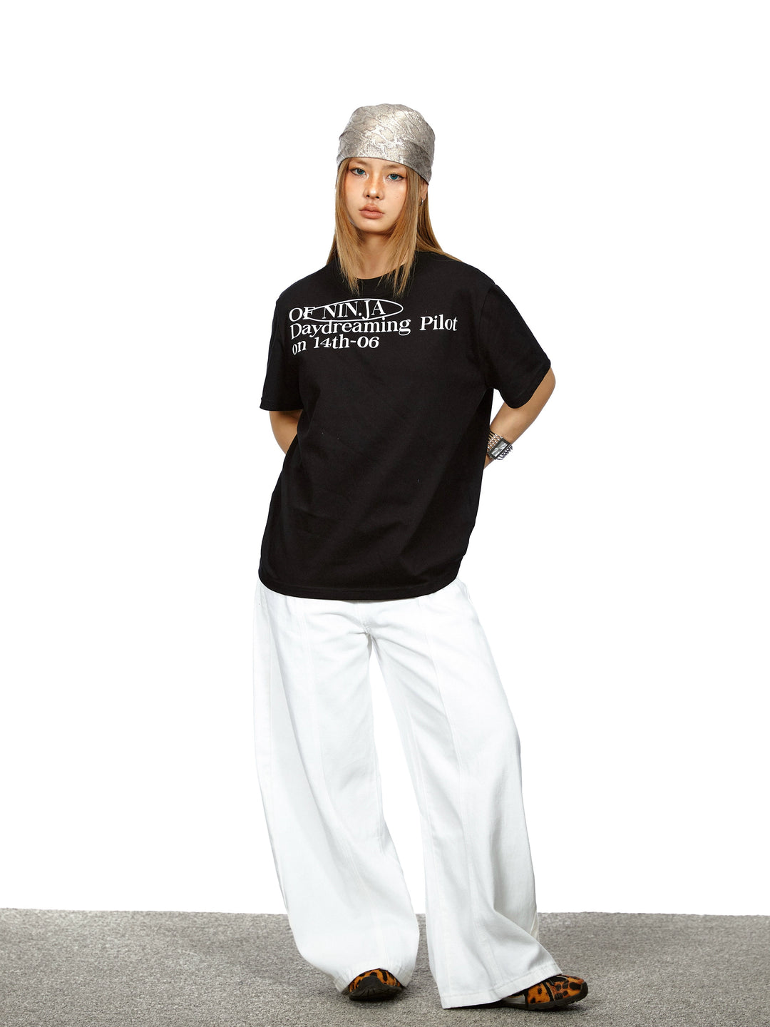 Letter Print Loose Fit Short Sleeve T-Shirt