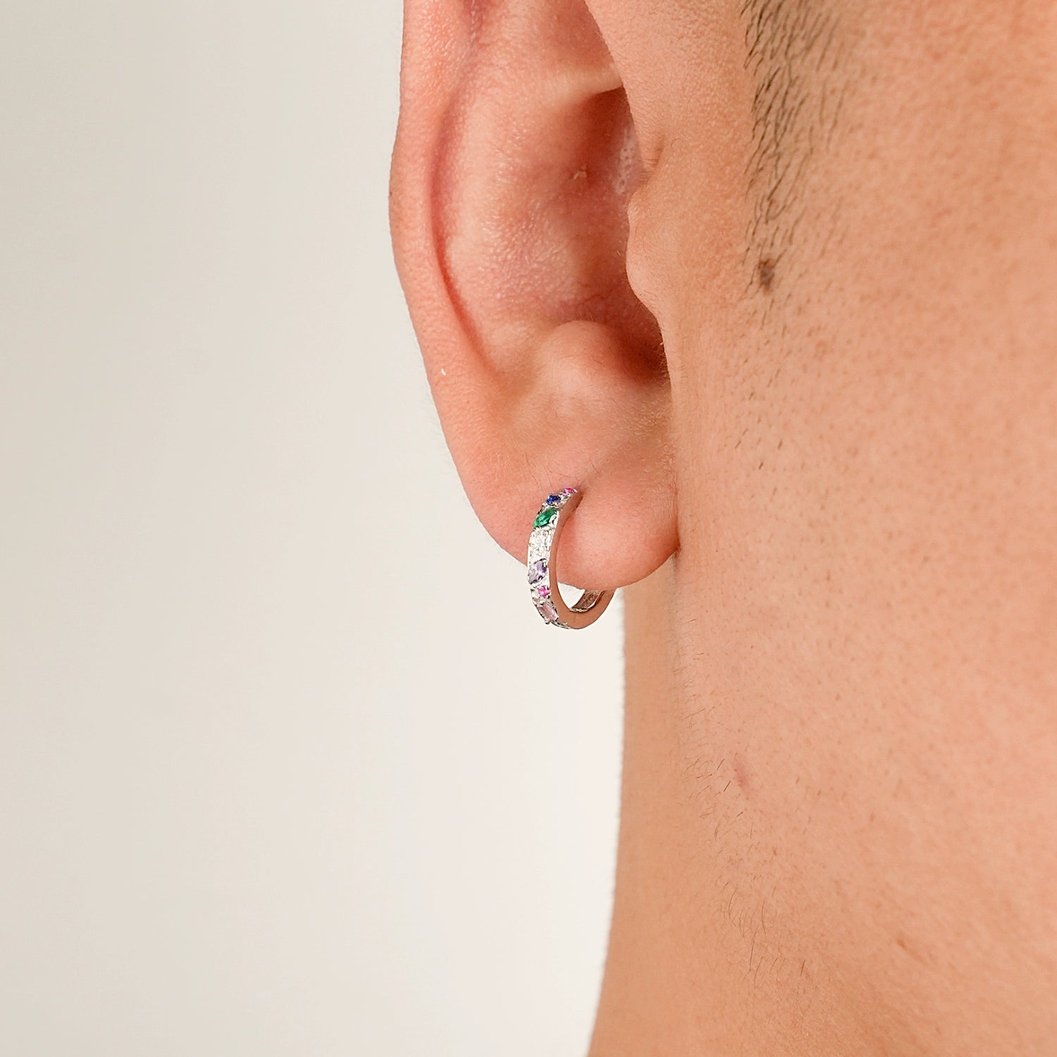 Sterling Gümüş Düzensiz Halka Küpeler 