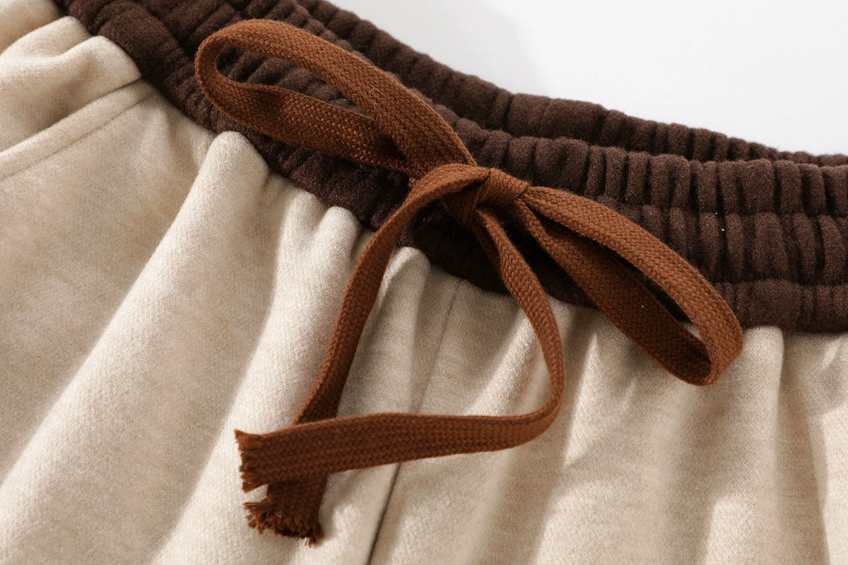 Elastic Waist Velvet Pockets Pants