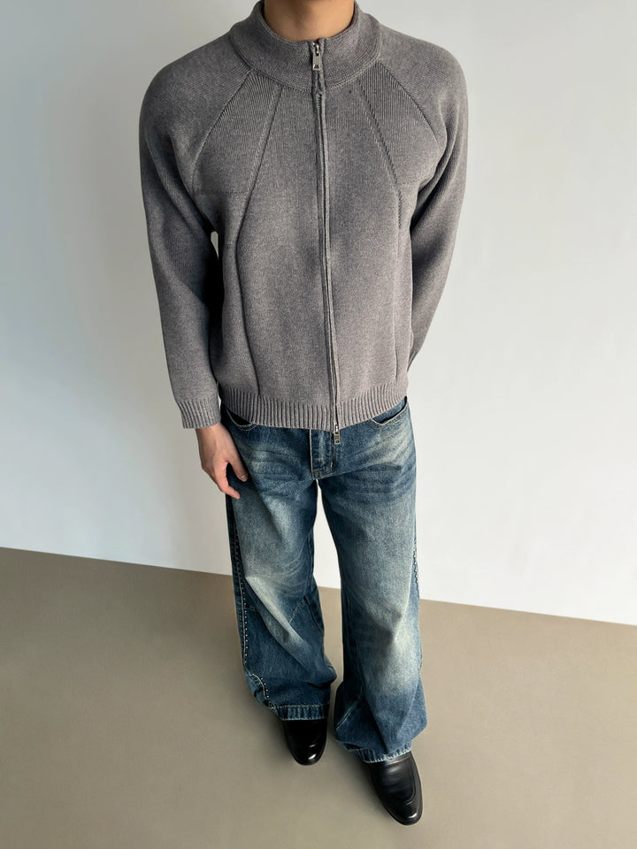 Cardigan en tricot zippé en mélange de cachemire 