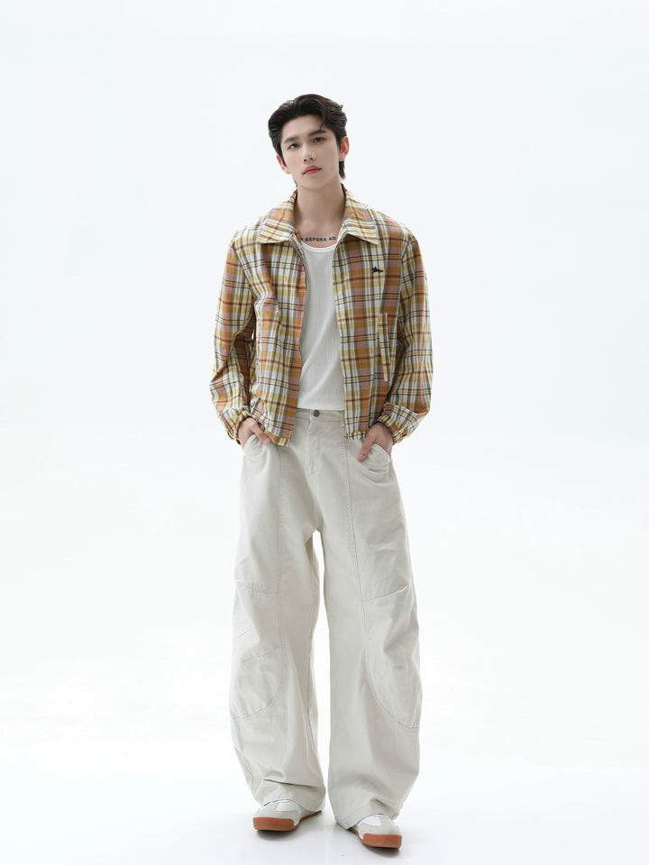 Veste à manches élastiques rétro en broderie écossaise 