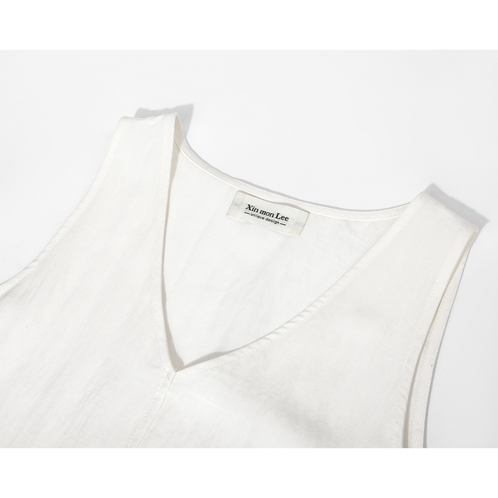 Top de Camisola com Decote em V Desfiado e Splicing 