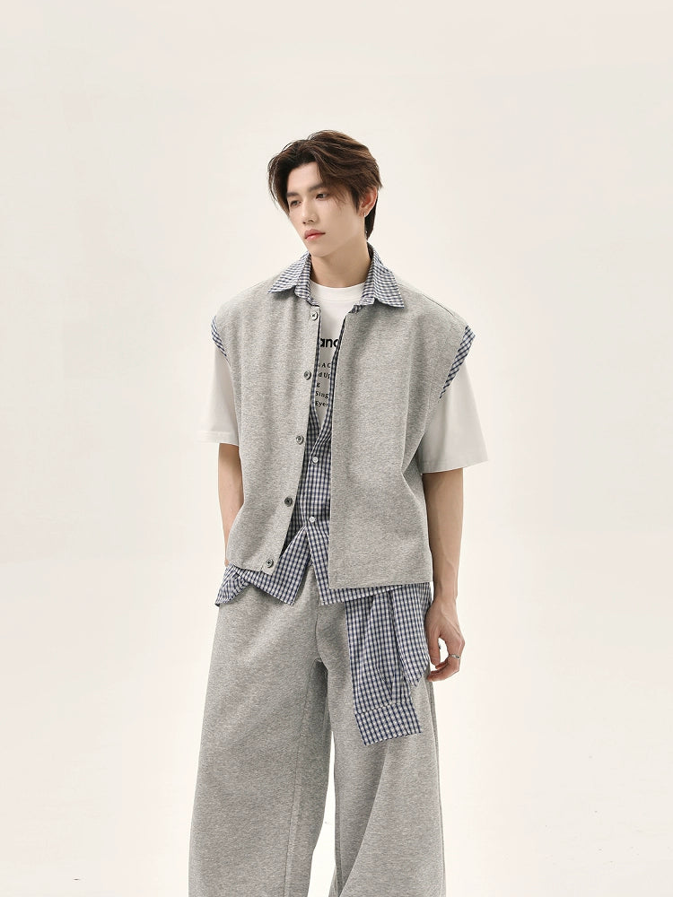Two-Piece Casual Vest and Wide-Leg Pants