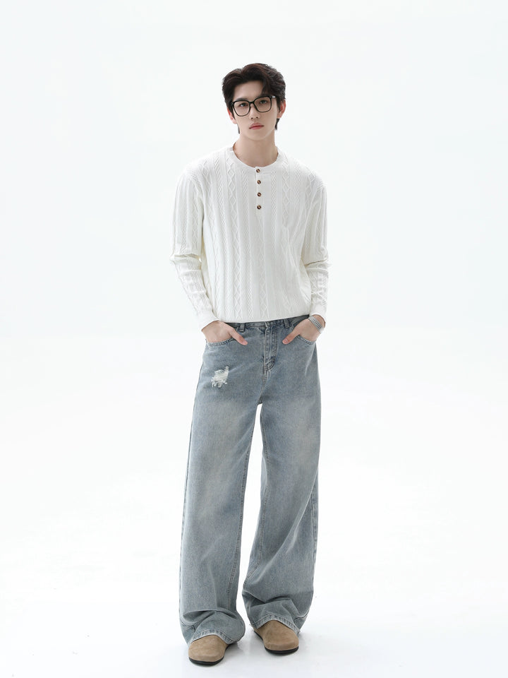 Cable Knit Henry Collar Pullover