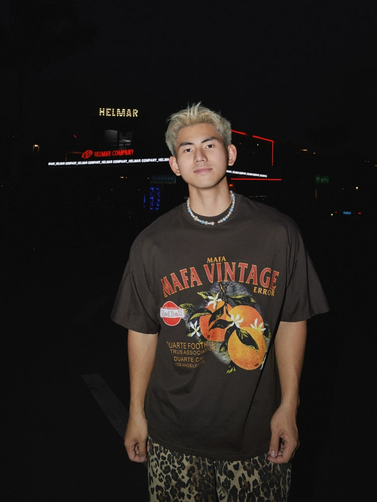 Camiseta de ajuste holgado con gráfico de frutas vintage 