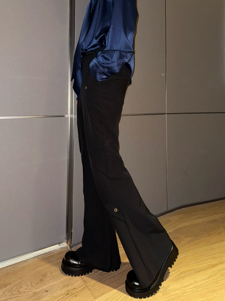 Black Slim-Fit Flared Trousers
