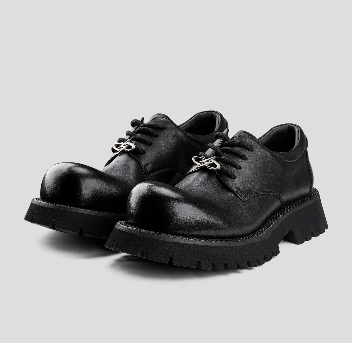 Leather Thick-Sole Derby Casual Shoes