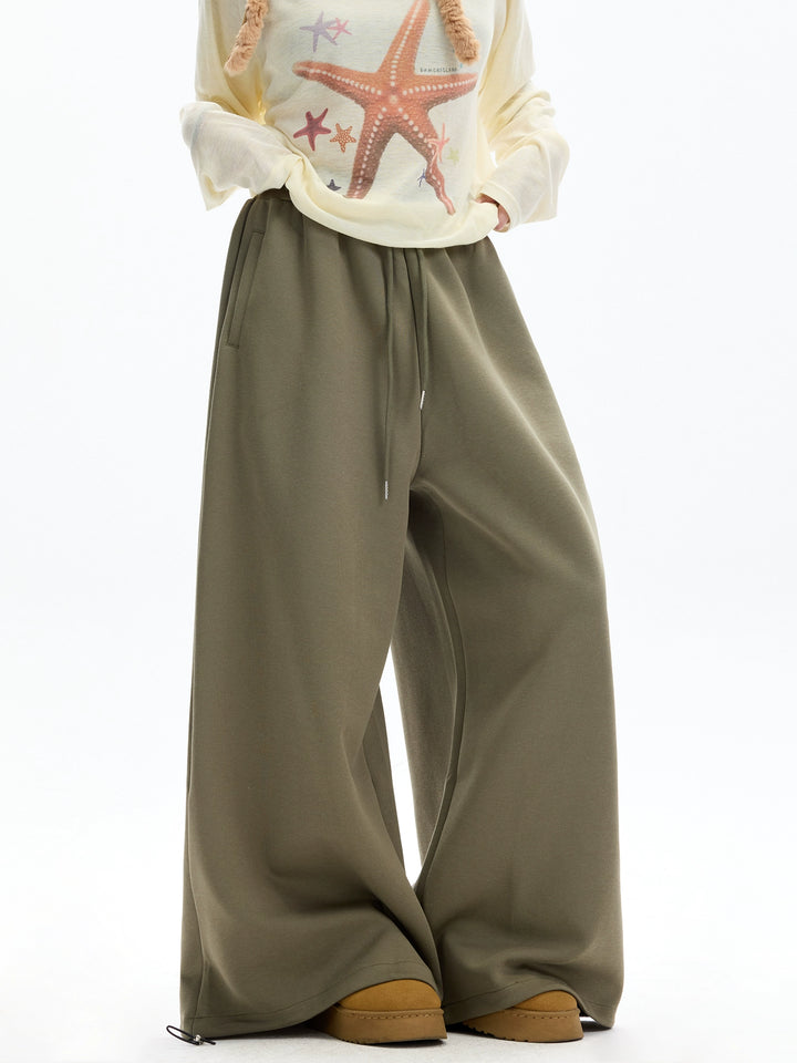 Wide Leg Elastic Waist Sports Pants