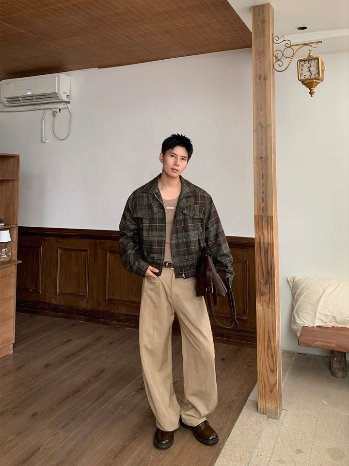 Lapel Lightweight Plaid Jacket