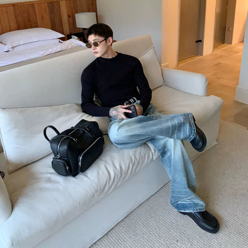 Pull en tricot côtelé ajusté 